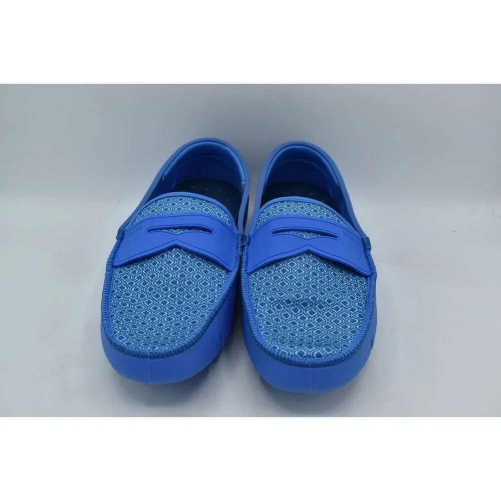 SWIMS Mens Size 9 Sail Blue Printed Penny‎ Loafers Slip On Shoes